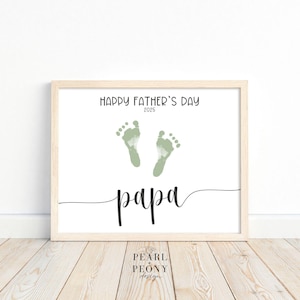 Arte de pegada de mão para impressão de papai feliz dia dos pais, presente faça você mesmo personalizado para o pai das crianças, lembrança do dia dos pais de 2025, carta dos EUA e A4