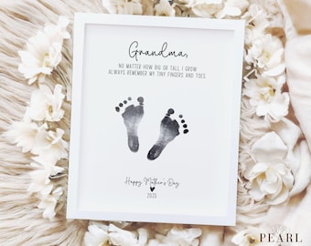 PRINTABLE Grandma Mothers Day Handprint Footprint Art Craft, Baby Keepsake Card, DIY Grandma Gift from Kid Poem Wall Art, US Letter, A4 2025
