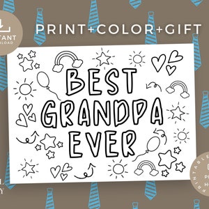 IMPRIMABLE meilleur grand-père jamais coloriage | Carte de fête des pères | Carte d'anniversaire grand-père | Page d'activités pour enfants | Cadeau personnalisé pour grand-père