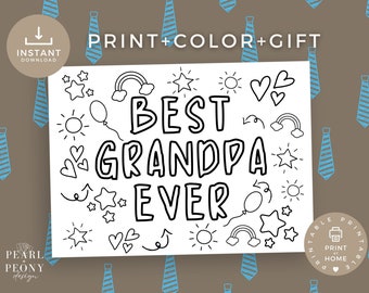 PRINTABLE Best Grandpa Ever Coloring Page | Father's Day Card | Grandpa Birthday Card | Kid's Activity Page | Custom Gift for Grandpa