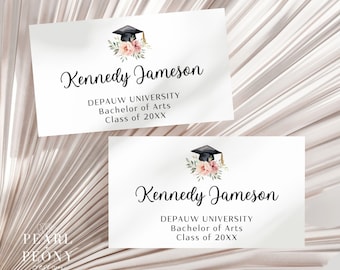 Graduation Name Card, Class of 2026 Announcement Insert, Matte