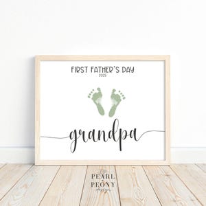 Stampabile Nonno Primo Giorno del Papà Impronta della Mano Impronta dell'Orma Arte, Fai da Te Personale Nuovo Regalo per Nonno, 2025 Regalo Ricordo dai Bambini, Lettera USA e A4