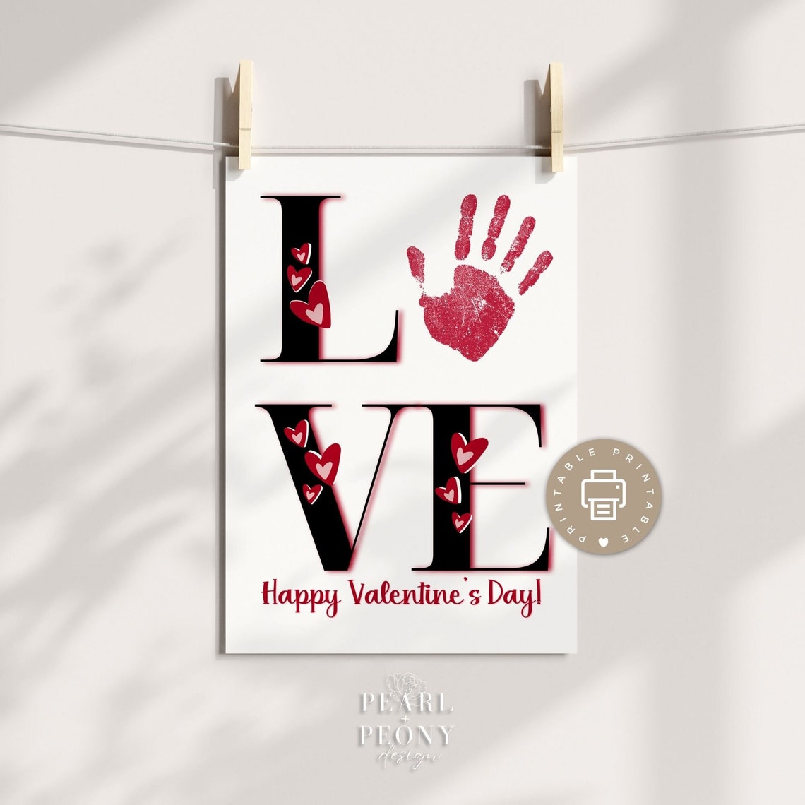 PRINTABLE Valentines Day Handprint Art Craft for Kids, Keepsake Art ...