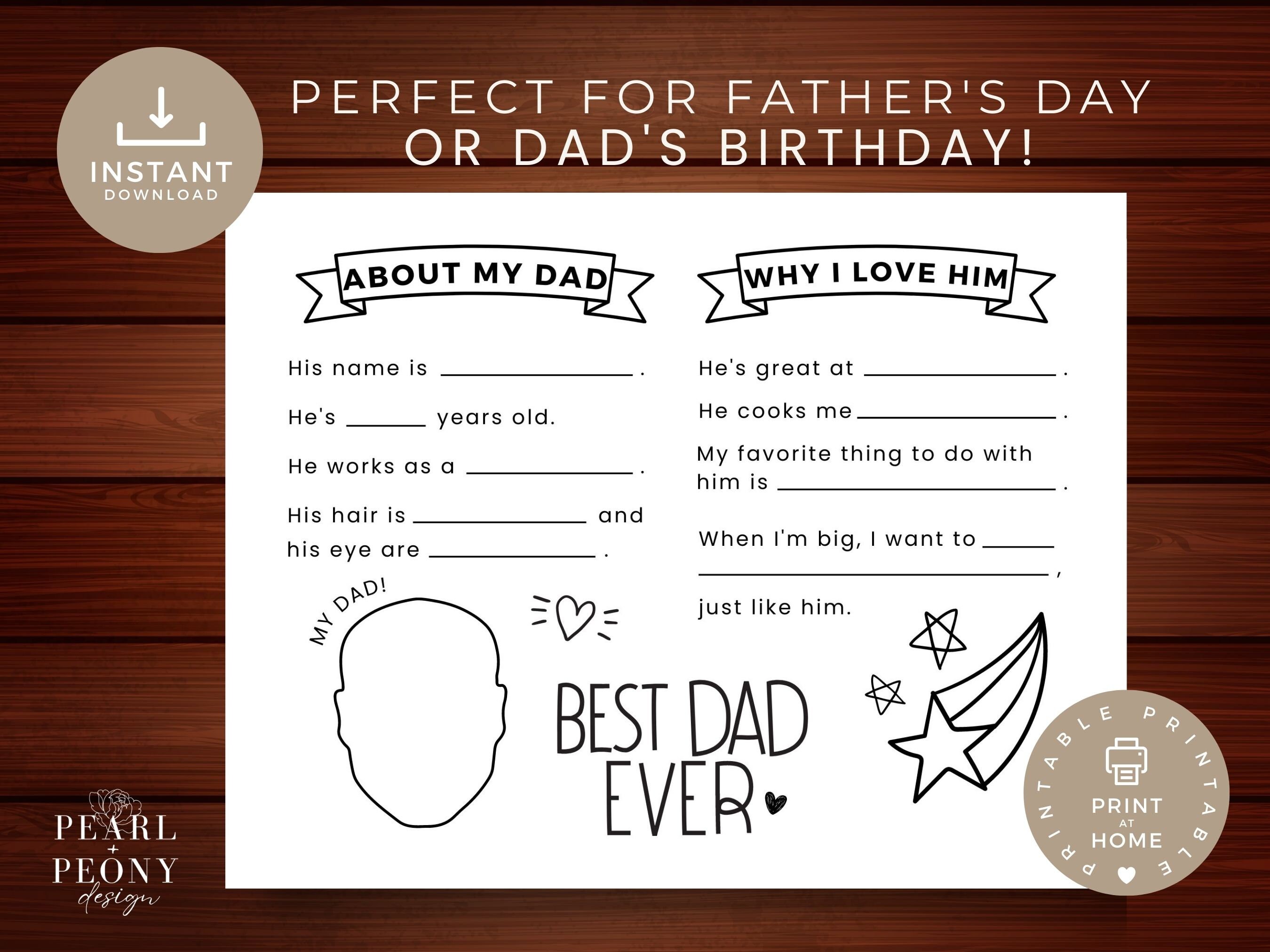PRINTABLE All About Dad Kid's Activity Page | Father's Day Card From ...