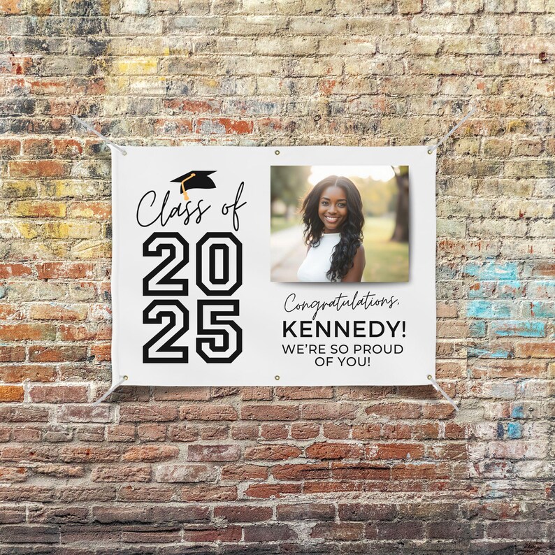 EDITABLE Graduation Banner Template, Class of 2025 Custom Photo Sign ...