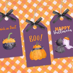 PRINTABLE Halloween Gift Tag, Classroom Trick or Treat Favor Bag Tag, Halloween Treat Tag, Cat Favor Tags, Happy Halloween Party, Preschool