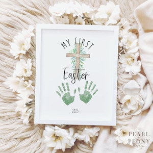 PRINTABLE My First Easter Handprint Art Craft for Baby, Easter Footprint Infant Keepsake Art, DIY Daycare Sunday School Activity 2025, PDF
