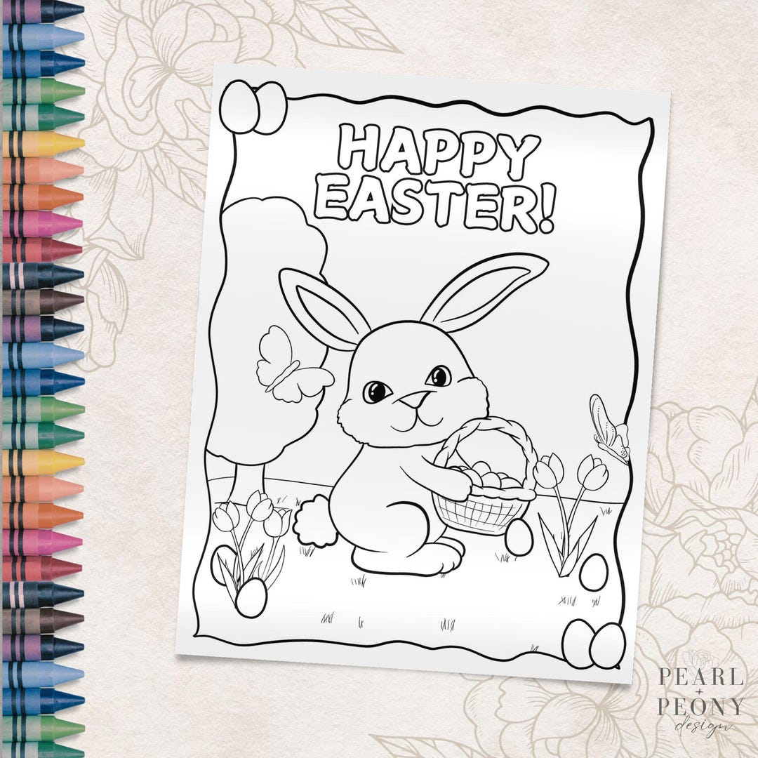 PRINTABLE Easter Bunny Coloring Page, Coloring Sheet, Toddler Preschool ...