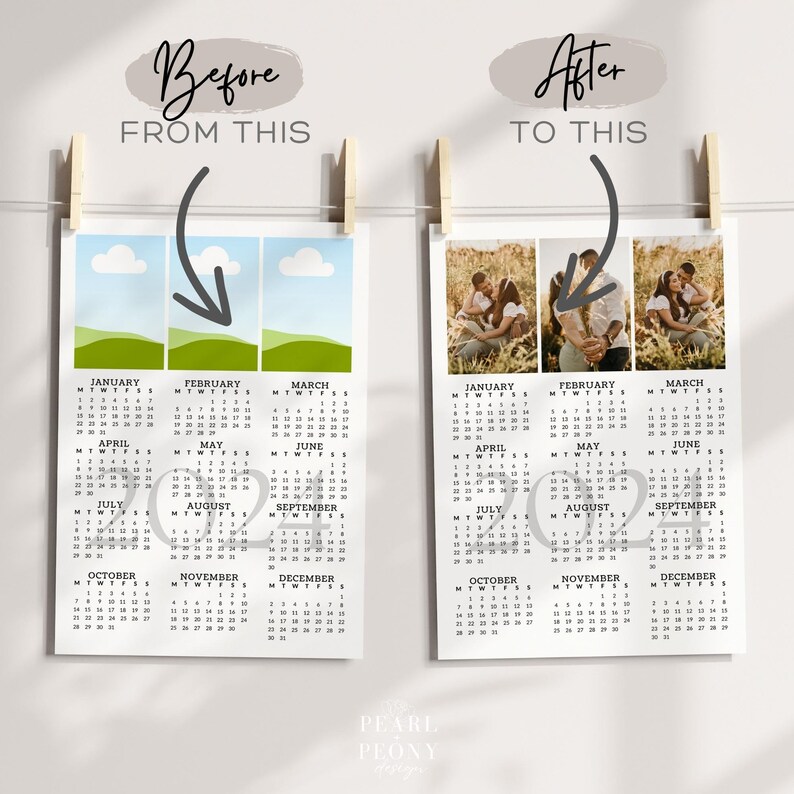 2024 Personalized Photo Calendar Template Custom Year at a Etsy Australia