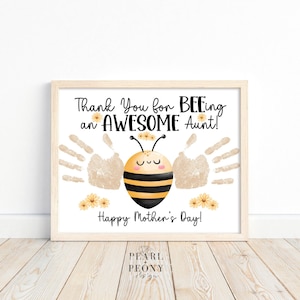 Artisanat d'art imprimable pour la fête des mères, empreinte de main pour les enfants, art souvenir tante, bambin préscolaire maternelle, cadeau des enfants PDF 8 x 10 A4