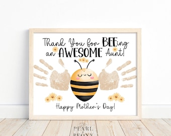 PRINTABLE Mothers Day Handprint Art Craft for Kids, Aunt Keepsake Art, Toddler Preschool Kindergarten Age, Gift from Kids PDF 8x10 A4