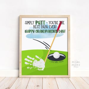 Stampabile Festa dei nonni Impronta della mano Arte artigianale per papà, ricordo del golf, neonato bambino scuola materna asilo nido, regalo per nonno, PDF