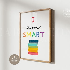 PRINTABLE I Am Smart Kids Affirmation Poster, Homeschool Printable, Classroom Decor, Educational Wall Art, Positive Playroom Posters