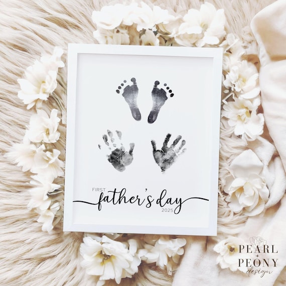 PRINTABLE First Father's Day Handprint Footprint Art, Personal New