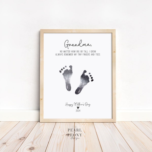 PRINTABLE Grandma Mothers Day Handprint Footprint Art Craft, Baby Keepsake Card, DIY Grandma Gift from Kid Poem Wall Art, US Letter, A4 2024