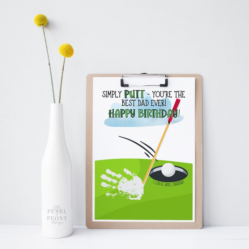 PRINTABLE Happy Birthday Dad Golf Handprint Art Craft Gift From Kids PRINTABLE Happy Birthday Dad Golf Handprint Art Craft Gift From Kids
