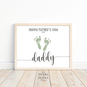 Arte imprimible de huellas de manos y pies para el Día del Padre, regalo personalizado para papá, recuerdo del Día del Padre 2025, regalo DIY para niños, tamaño carta y A4.
