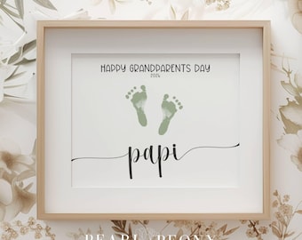 PRINTABLE 2026 Papi Happy Grandparents Day Handprint Footprint Keepsake Art,  Grandfather Gift or Card from grandchild PDF US Letter & A4