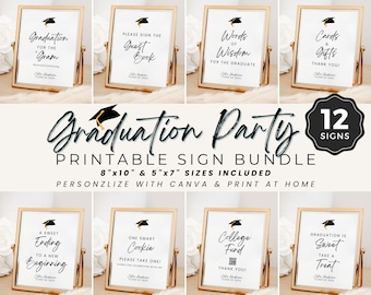 EDITABLE Graduation Party Signs Template Bundle, Printable Graduation Signs Bundle, Graduation 2024, Custom Graduation Table Signs, Canva