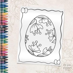 Página para colorir de ovos de Páscoa para imprimir, folhas para colorir florais, atividade para crianças pequenas, pré-escola, jardim de infância, creche, educação domiciliar, carta dos EUA e PDF A4