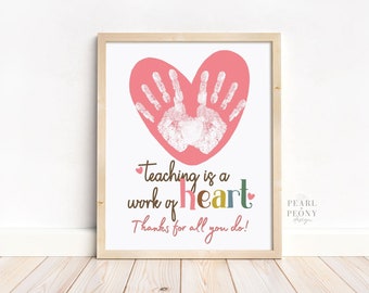 PRINTABLE Teacher Appreciation Handprint Art Craft, Keepsake Art, Custom Gift for Teacher, Personalized Gift from Kids, US Letter & A4 PDF