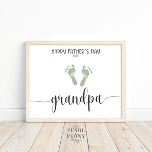 Arte imprimible de huellas de manos y pies para el Día del Padre, regalo personalizado para el abuelo (DIY) de niños, recuerdo del Día del Padre 2025, tamaño carta y A4.