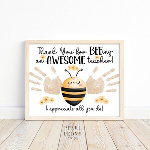 IMPRIMIBLE Apreciación del maestro Handprint Art Craft, Arte de recuerdo, Regalo personalizado para el maestro, Regalo personalizado de los niños, Carta de EE. UU. y PDF A4