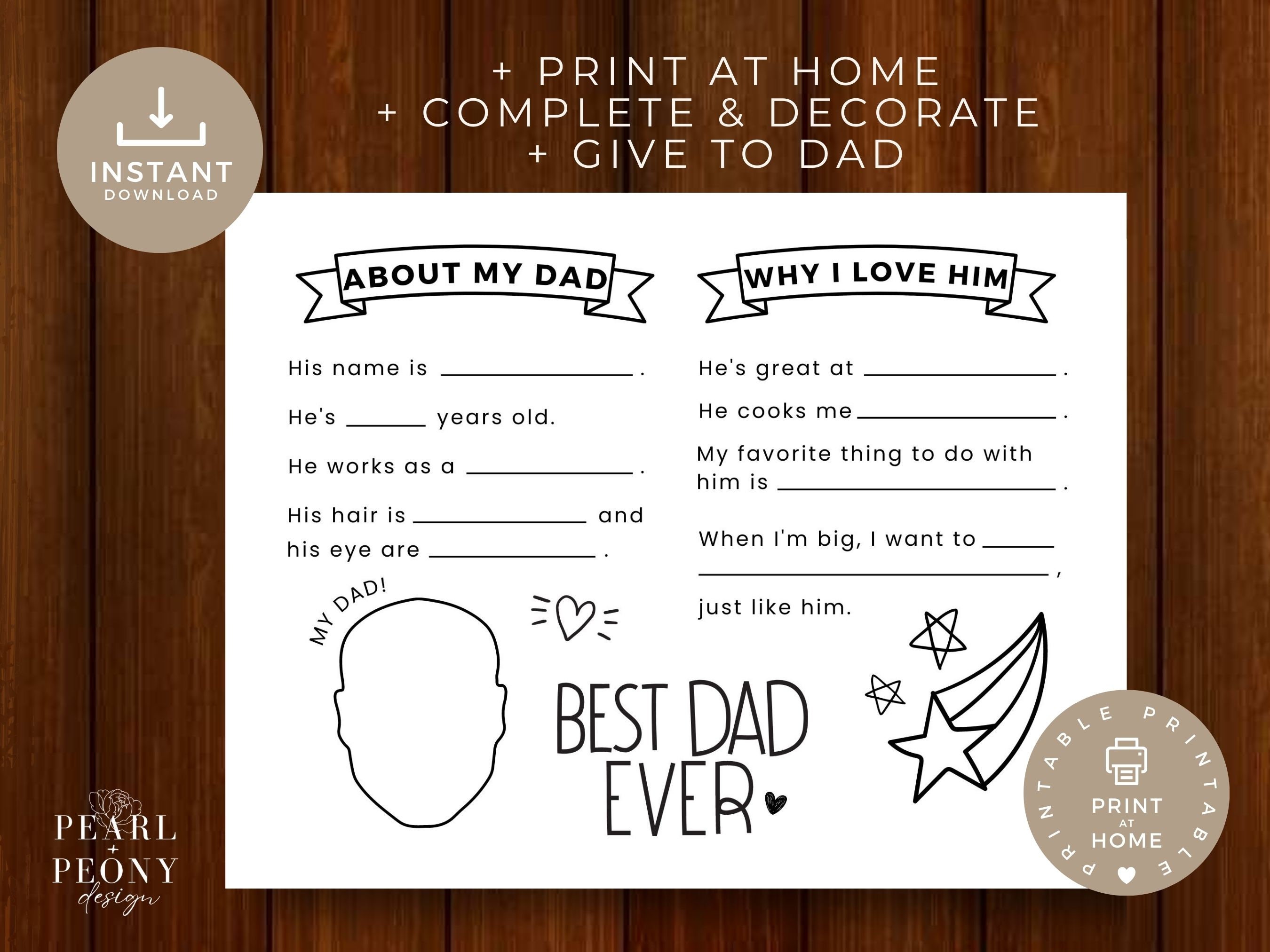 PRINTABLE All About Dad Kid's Activity Page | Father's Day Card From ...