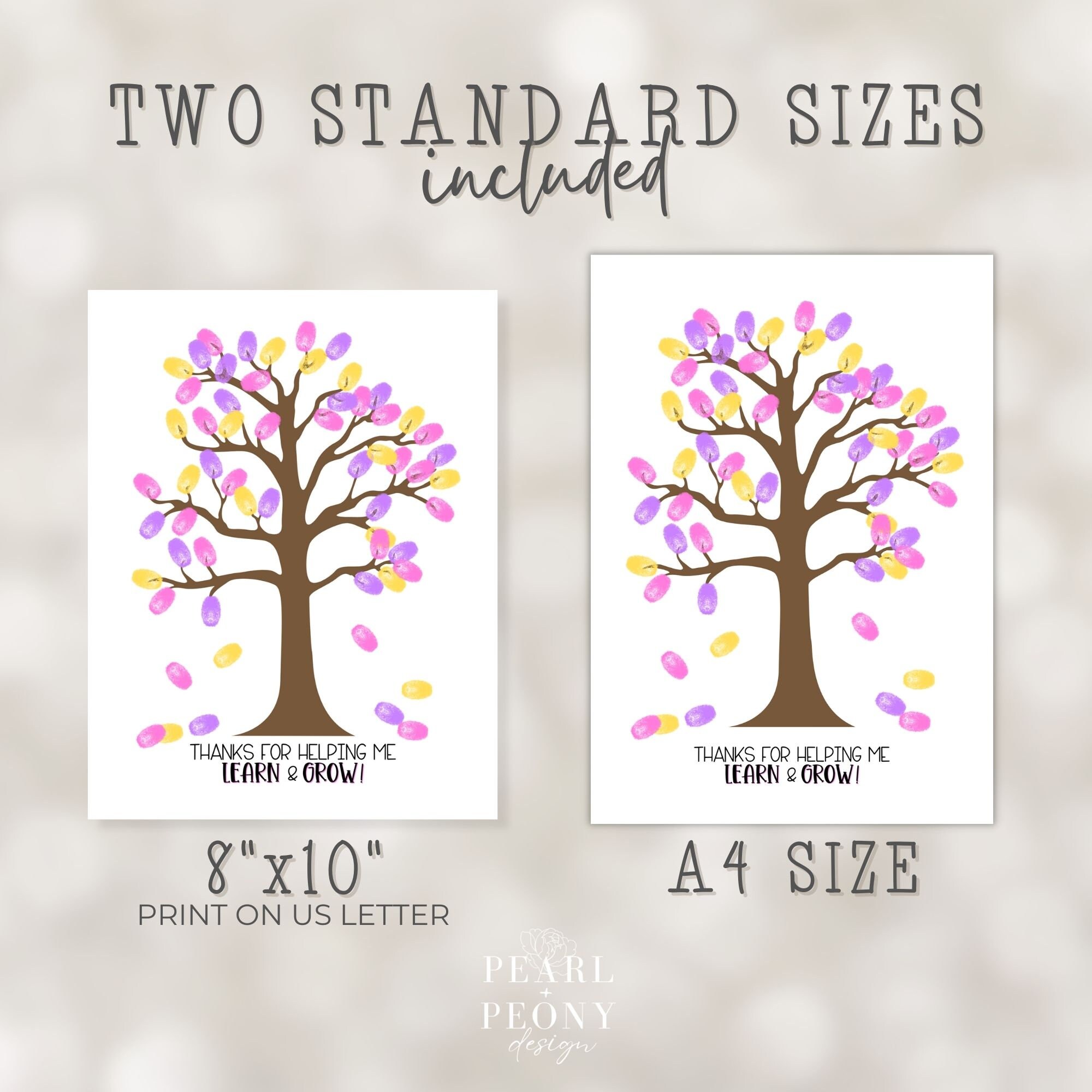 PRINTABLE Teacher Appreciation Fingerprint Art Craft, Keepsake Art ...