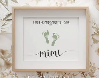 PRINTABLE 2026 Mimi First Grandparents Day Handprint Footprint Keepsake Art, Personal New Grandmother Gift or Card, PDF US Letter & A4