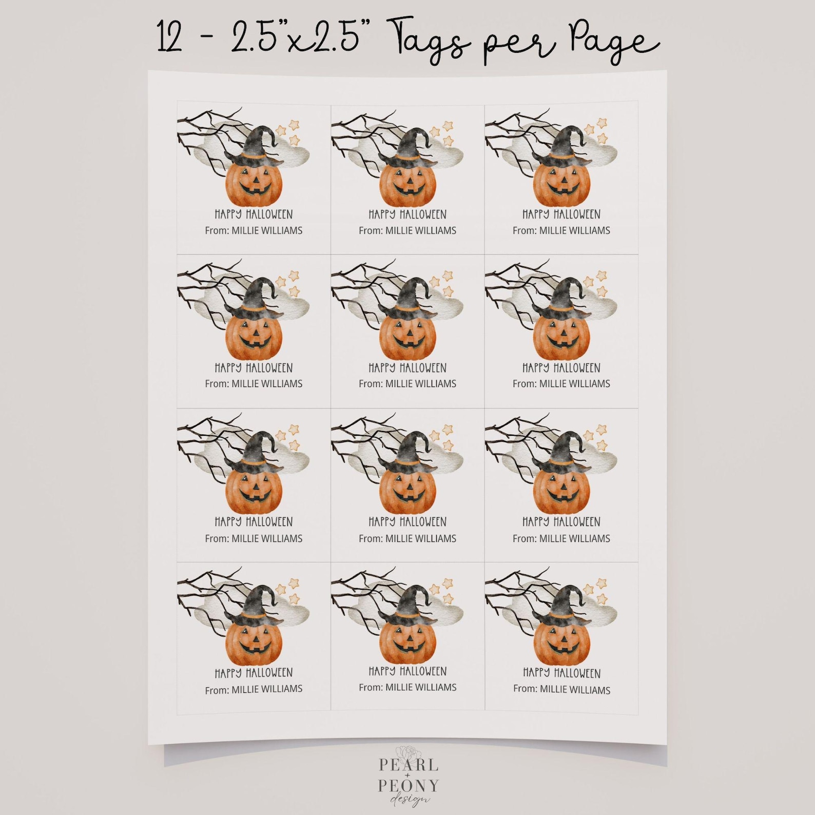 EDITABLE Halloween Gift Tag Template, Printable Classroom Party Favor ...