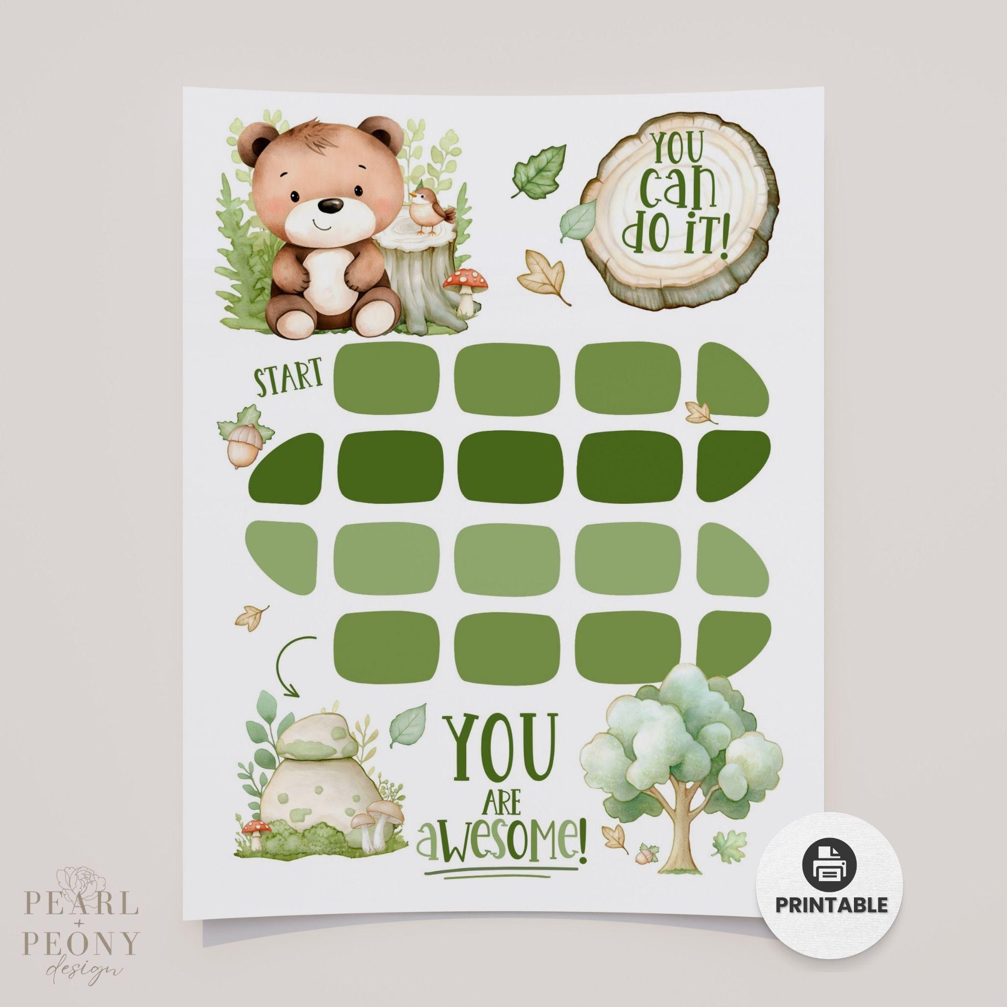 Cuadro de recompensas con ositos tiernos para imprimir, cuadro de