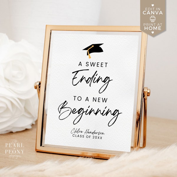 Graduation Dessert Table Sign | Printable Graduation Treat Table Sign | Custom Graduation Party Sign | Editable Candy Bar Sign | Canva
