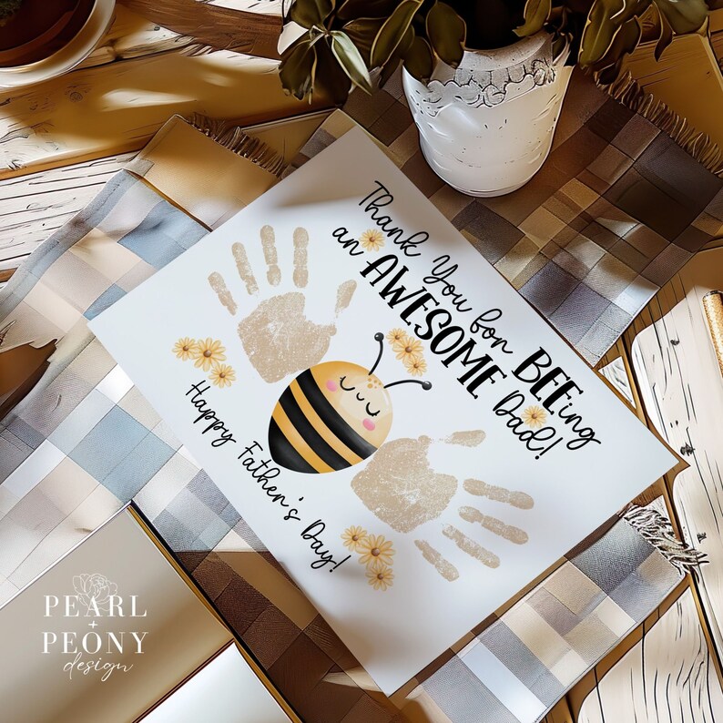 PRINTABLE Fathers Day Handprint Art Craft for Kids, Infant Keepsake Art ...