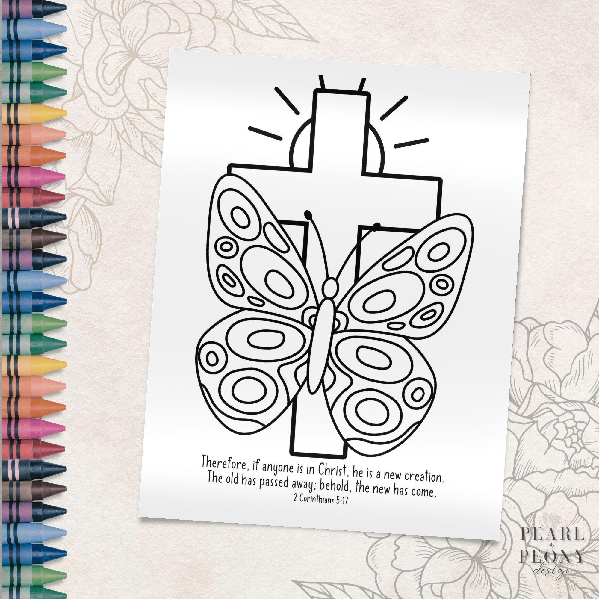 PRINTABLE Christian Easter Coloring Page Bundle, Cross He is Risen ...