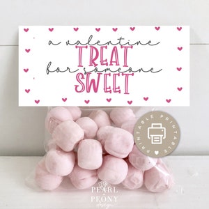 PRINTABLE Valentines Day Cookie Bag Toppers, Pink Treat Bag Toppers, Party Favor Tags, Candy Goodie Bag Toppers, Kids Classroom Party Treats