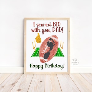 Artisanat d'art imprimable joyeux anniversaire papa football empreinte de main, cadeau d'un enfant, carte de bricolage d'un enfant, art souvenir pour bébé et tout-petit, PDF 8,5 x 11 et A4