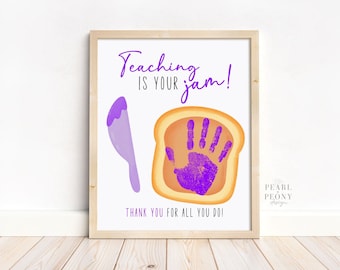 PRINTABLE Teacher Appreciation Handprint Art Craft, Keepsake Art, Custom Gift for Teacher, Personalized Gift from Kids, US Letter & A4 PDF