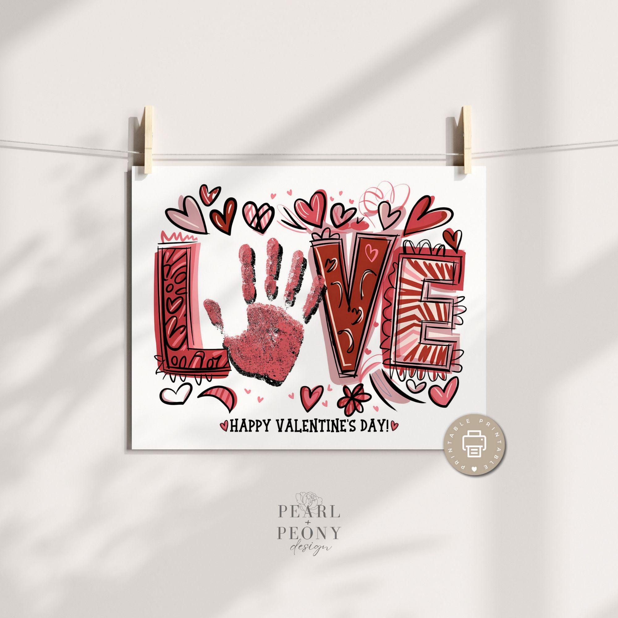 PRINTABLE Valentines Day Handprint Art Craft for Kids, Keepsake Art ...