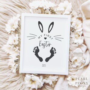 PRINTABLE My First Easter Handprint Art Craft for Baby, Easter Bunny Footprint Infant Keepsake Art, DIY Daycare Preschool Activity 2025, PDF