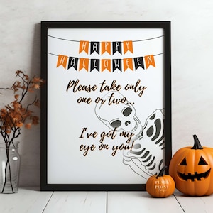 PRINTABLE Halloween Candy Bowl Sign, Please Take One Sign, Trick or Treat Porch Sign, Take a Treat Sign, Trunk or Treat, Digital Download