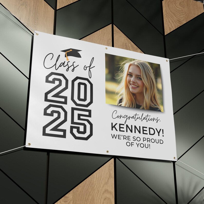 EDITABLE Graduation Banner Template, Class of 2025 Custom Photo Sign ...