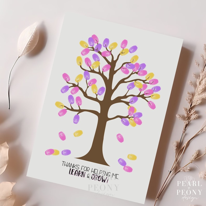 PRINTABLE Teacher Appreciation Fingerprint Art Craft, Keepsake Art ...