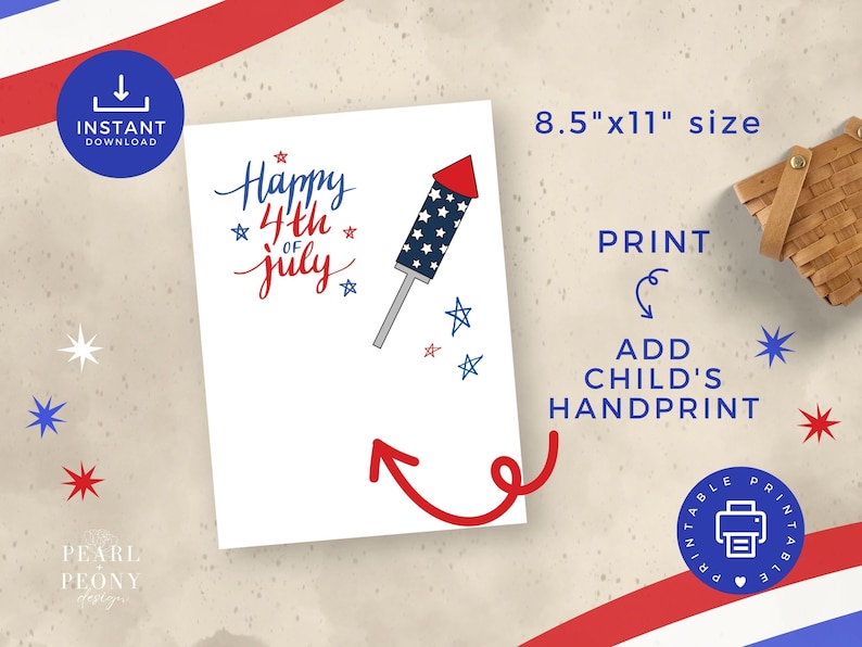 PRINTABLE 4th of July Handprint Craft for Kids Preschool Etsy PRINTABLE 4th of July Handprint Craft for Kids Preschool Etsy