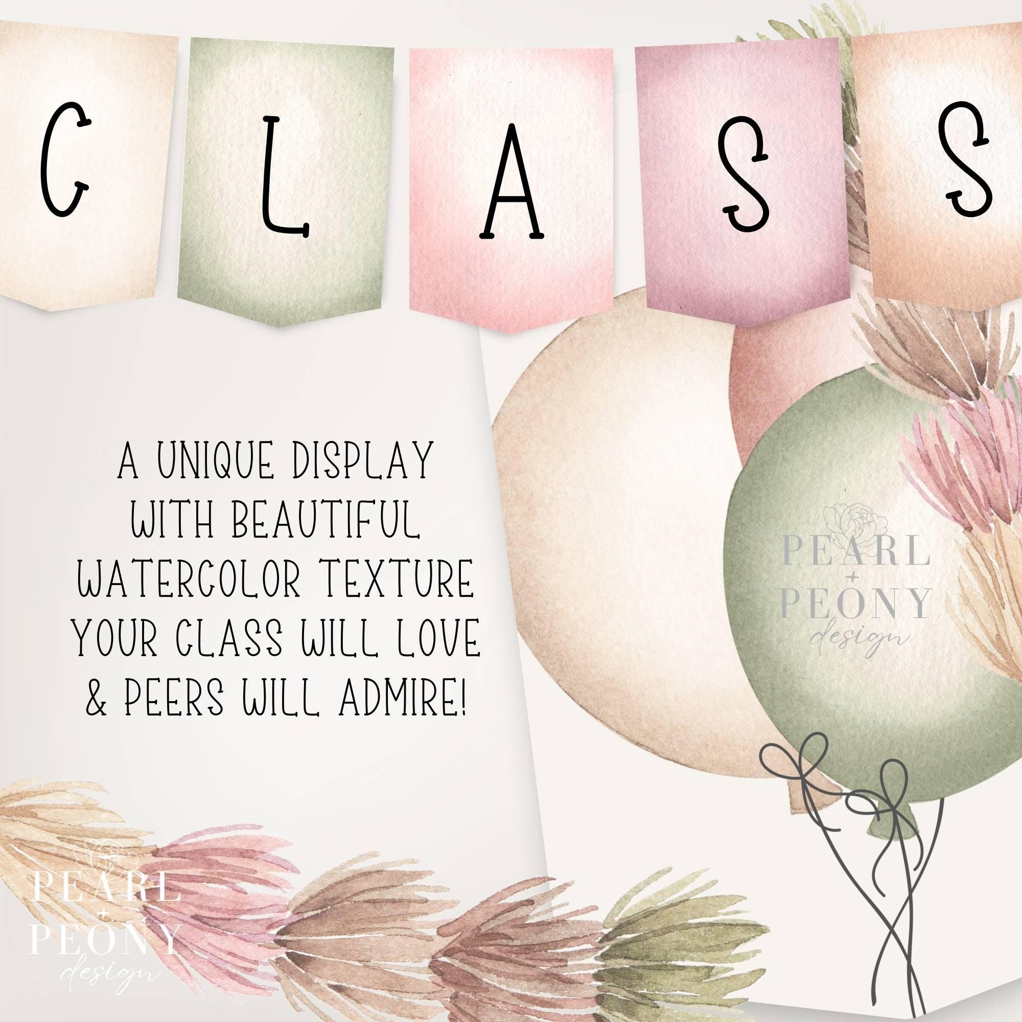 PRINTABLE Classroom Birthday Bulletin Board Display, Watercolor Boho ...