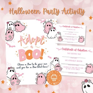 PRINTABLE Adopt a Ghost, Halloween Ghost Adoption, Adopt a Pet Ghost, Pink Girly Halloween, Adopt a Pet Ghost Adoption Certificate Adoption