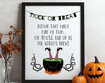 Letrero imprimible de tazón de dulces de Halloween, Letrero "Por favor, llévate uno", Letrero de porche para pedir dulces, Letrero para pedir dulces, Descarga digital