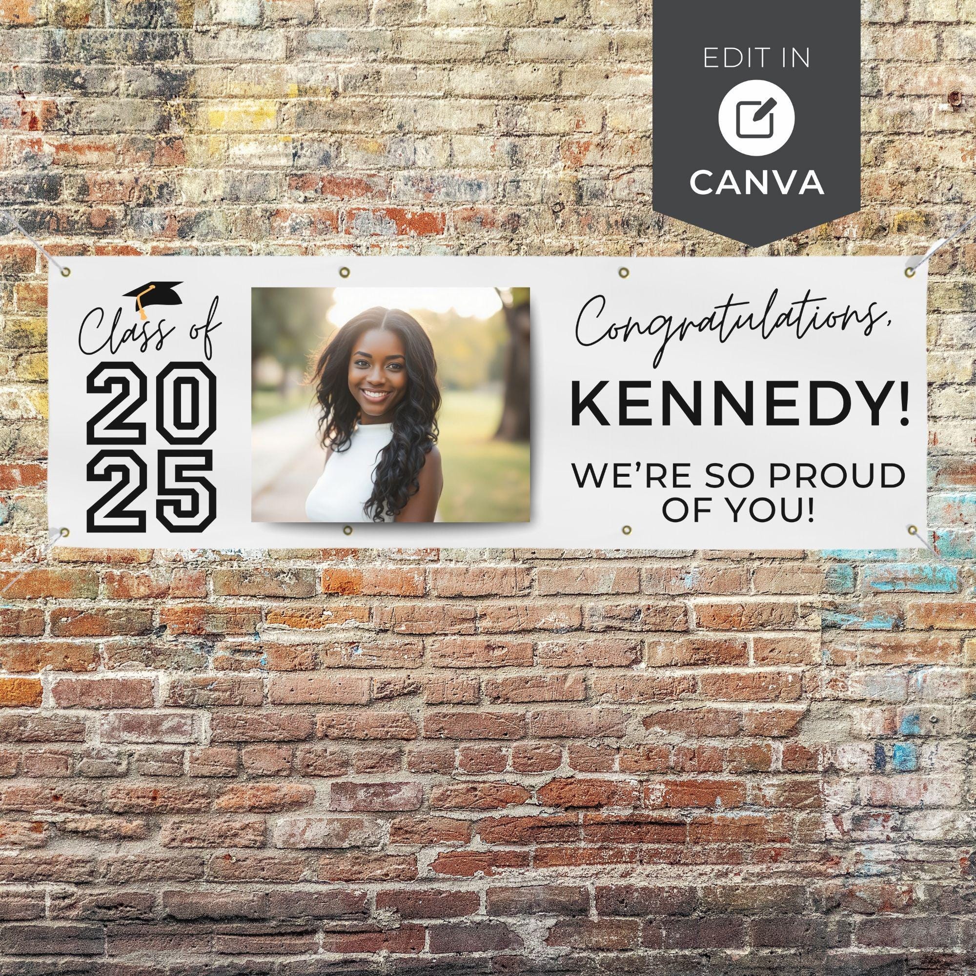 EDITABLE Graduation Banner Template, Class of 2025 Custom Photo Sign ...