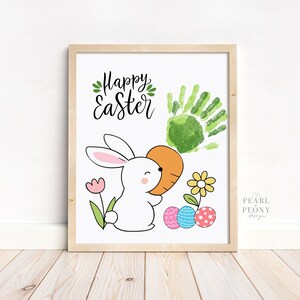 Ostern Handabdruck Handabdruck Kunst Handwerk für Kinder, Karotte Andenken Kunst, Kleinkind Vorschule Kindergarten Aktivität, Hausschule, Geschenk von Kindern PDF zum Ausdrucken