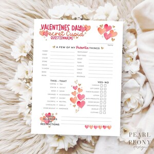 DRUCKBARE Valentinstag geheime Cupid Fragebogen für Kollegen, Arbeitsgeschenk Börse Wunschliste Form, Büro Urlaub Party SpielUmfrage, PDF
